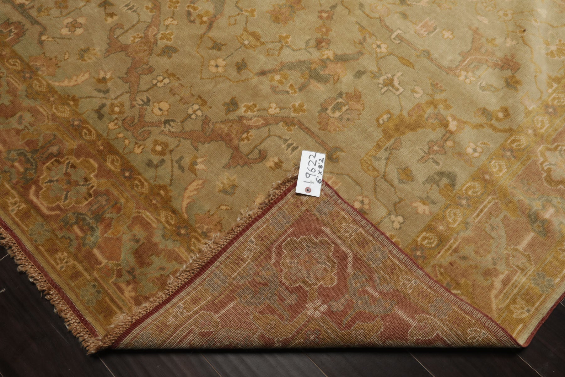 6x8 Mint, Gold, Taupe Color Hand Knotted Oushak Wool Traditional Oriental Rug