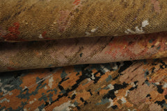 6x9 Peach, Charcoal, Green Color Hand Knotted Sherpa Wool & Bamboo Silk Modern Oriental Rug