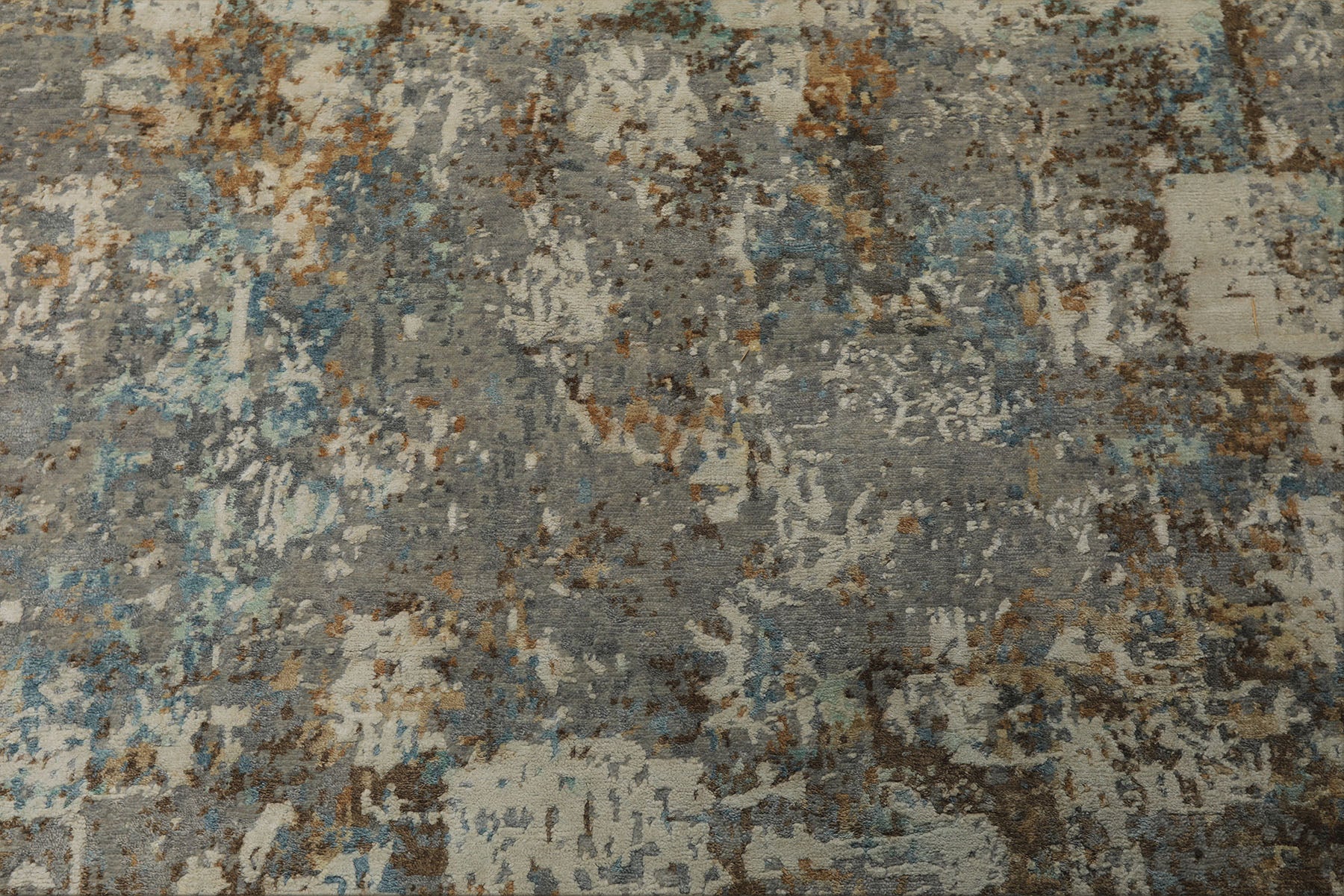 6x9 Gray, Ivory, Aqua Color Hand Knotted Sherpa Wool & Bamboo Silk Modern Oriental Rug