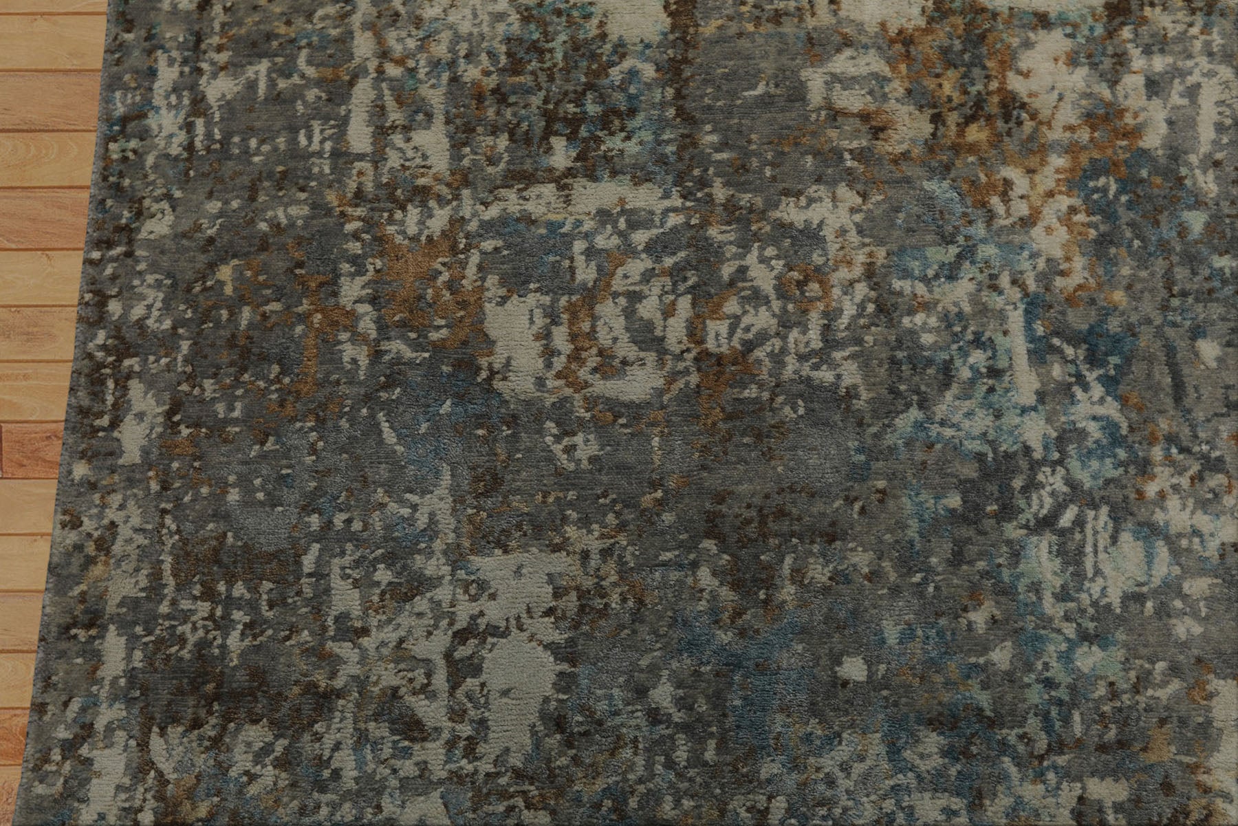 6x9 Gray, Ivory, Aqua Color Hand Knotted Sherpa Wool & Bamboo Silk Modern Oriental Rug