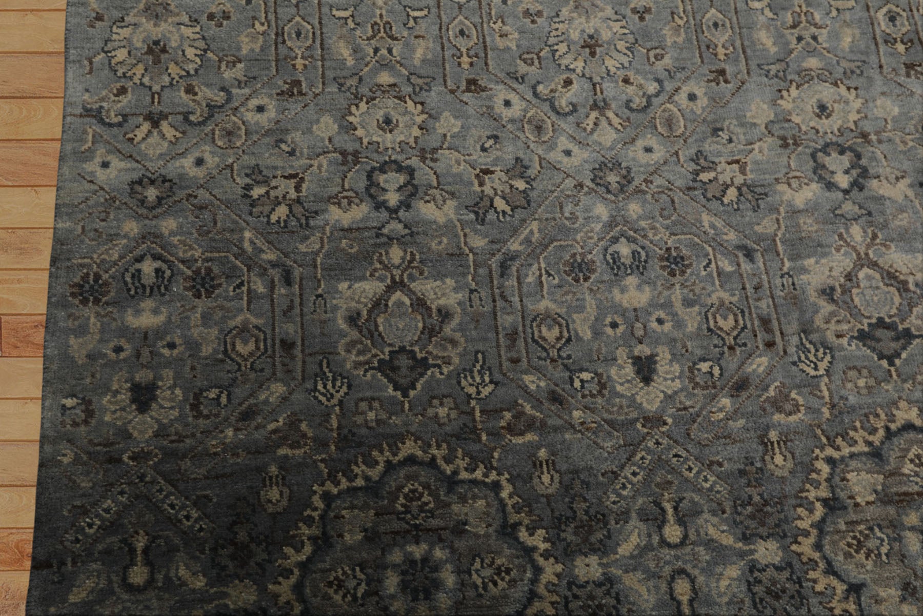 6x9 Blue, Brown, Ivory Color Hand Knotted Agra Wool Traditional Oriental Rug
