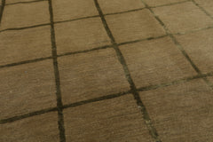 4x6 Moss, Green, Color Hand Knotted Tibetan Wool & Silk Transitional Oriental Rug