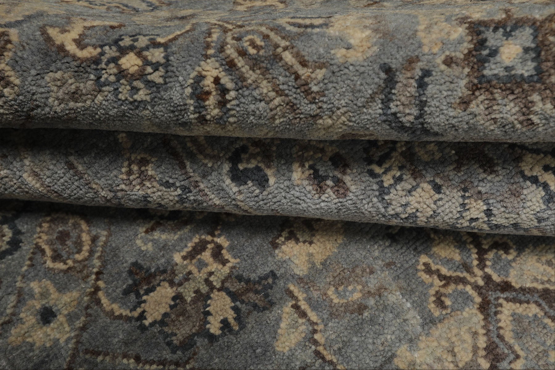 6x9 Blue, Brown, Ivory Color Hand Knotted Agra Wool Traditional Oriental Rug