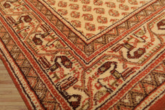 4x6 Burnt Orange, Ivory, Lime Color Hand Knotted Paisley Wool Traditional Oriental Rug