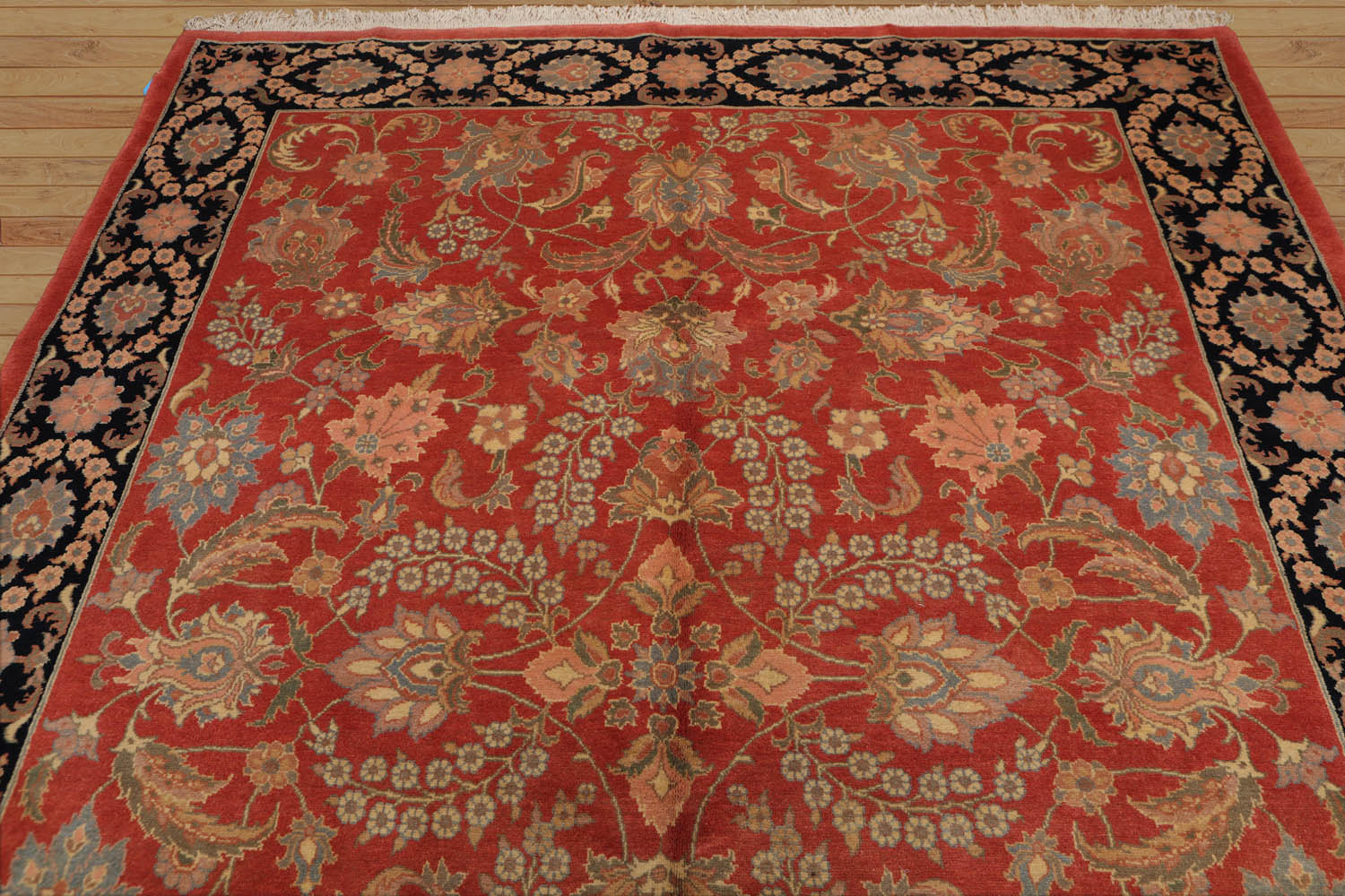 8x10 Multi, Black, Peach Color Hand Knotted Floral 100% Wool Traditional-Persian/Oriental Oriental Rug