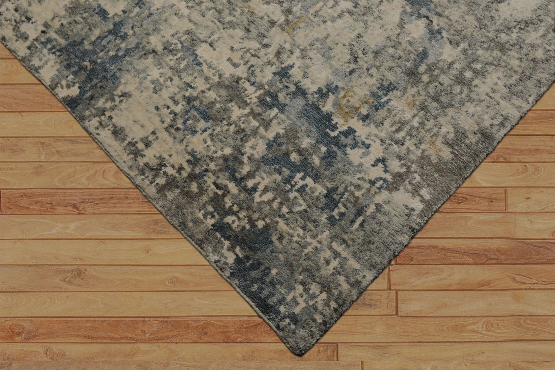 6x9 Ivory, Gray, Taupe Color Hand Knotted Sherpa Wool & Bamboo Silk Modern Oriental Rug