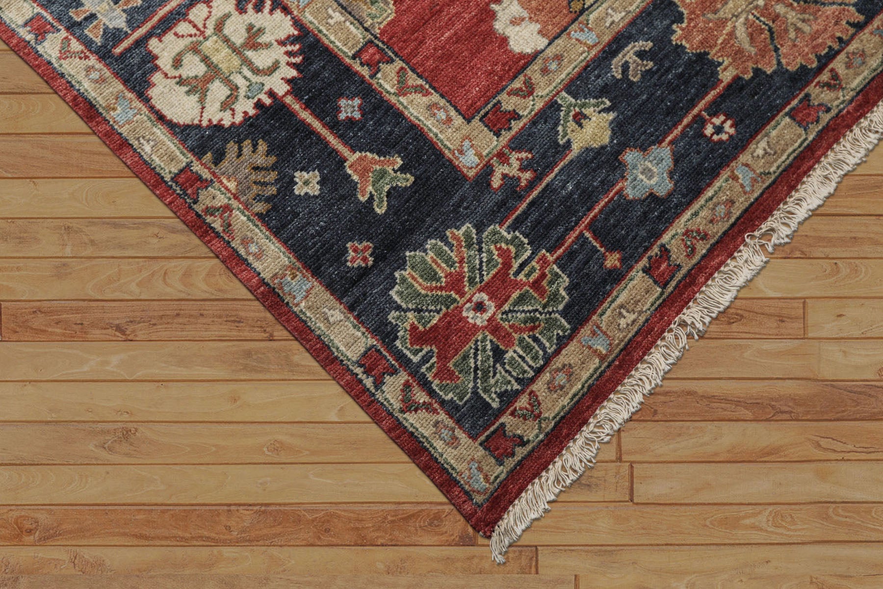 6x9 Red, Navy, Gold Color Hand Knotted Oushak Wool Traditional Oriental Rug