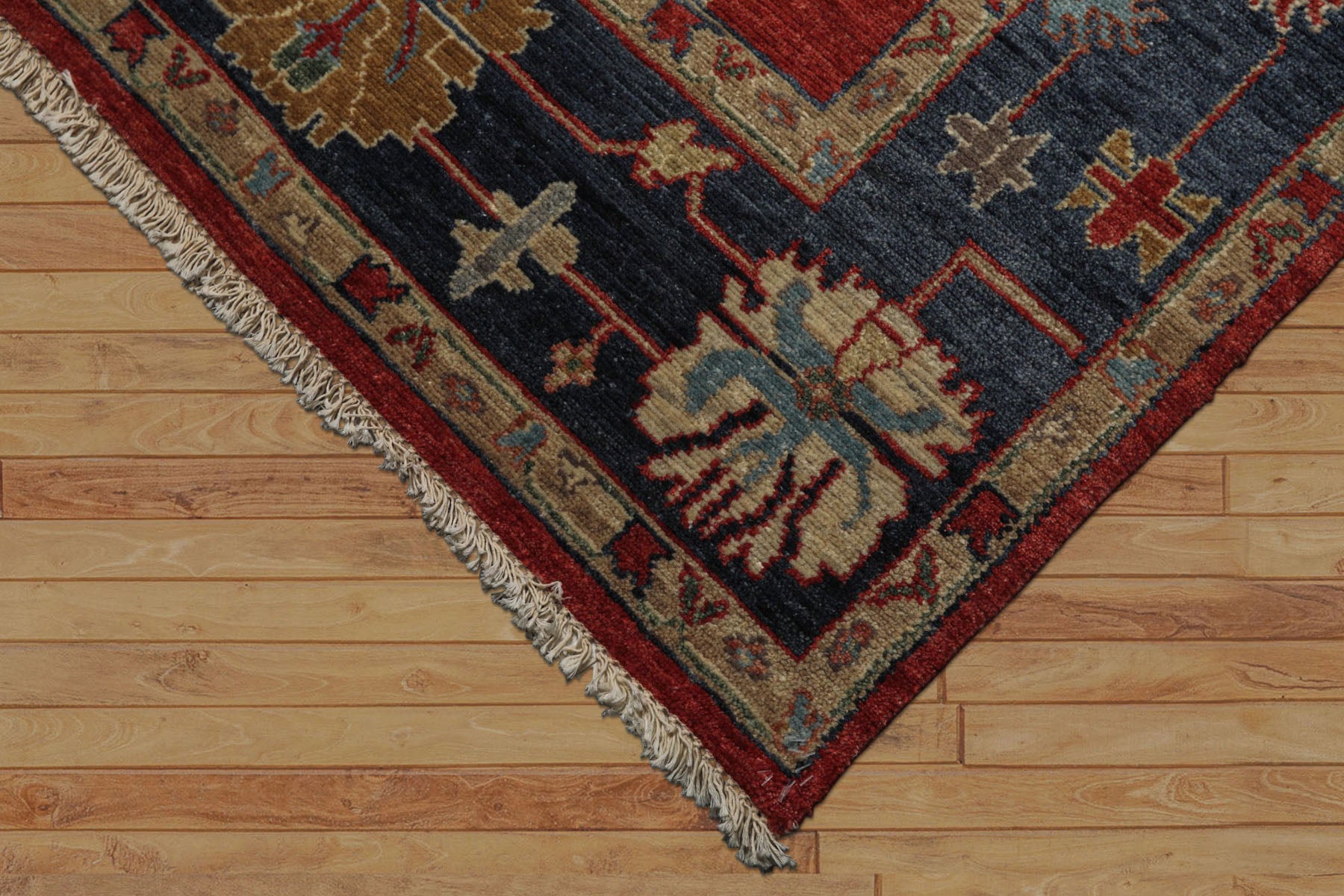 6x9 Red, Navy, Gold Color Hand Knotted Oushak Wool Traditional Oriental Rug