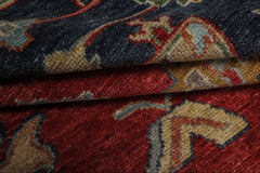 6x9 Red, Navy, Gold Color Hand Knotted Oushak Wool Traditional Oriental Rug