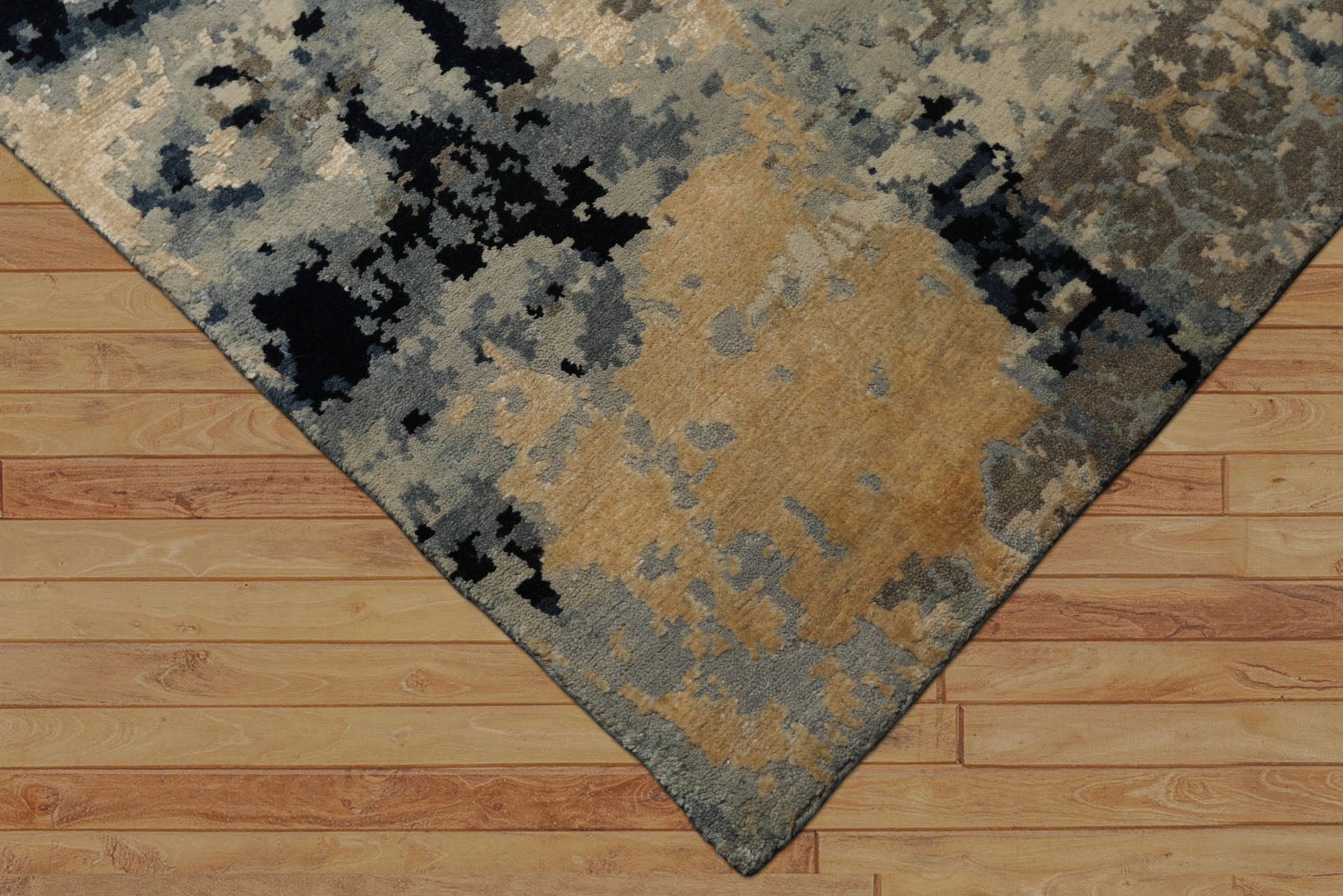 6x9 Gray, Beige, Blue Color Hand Knotted Sherpa Wool & Bamboo Silk Modern Oriental Rug
