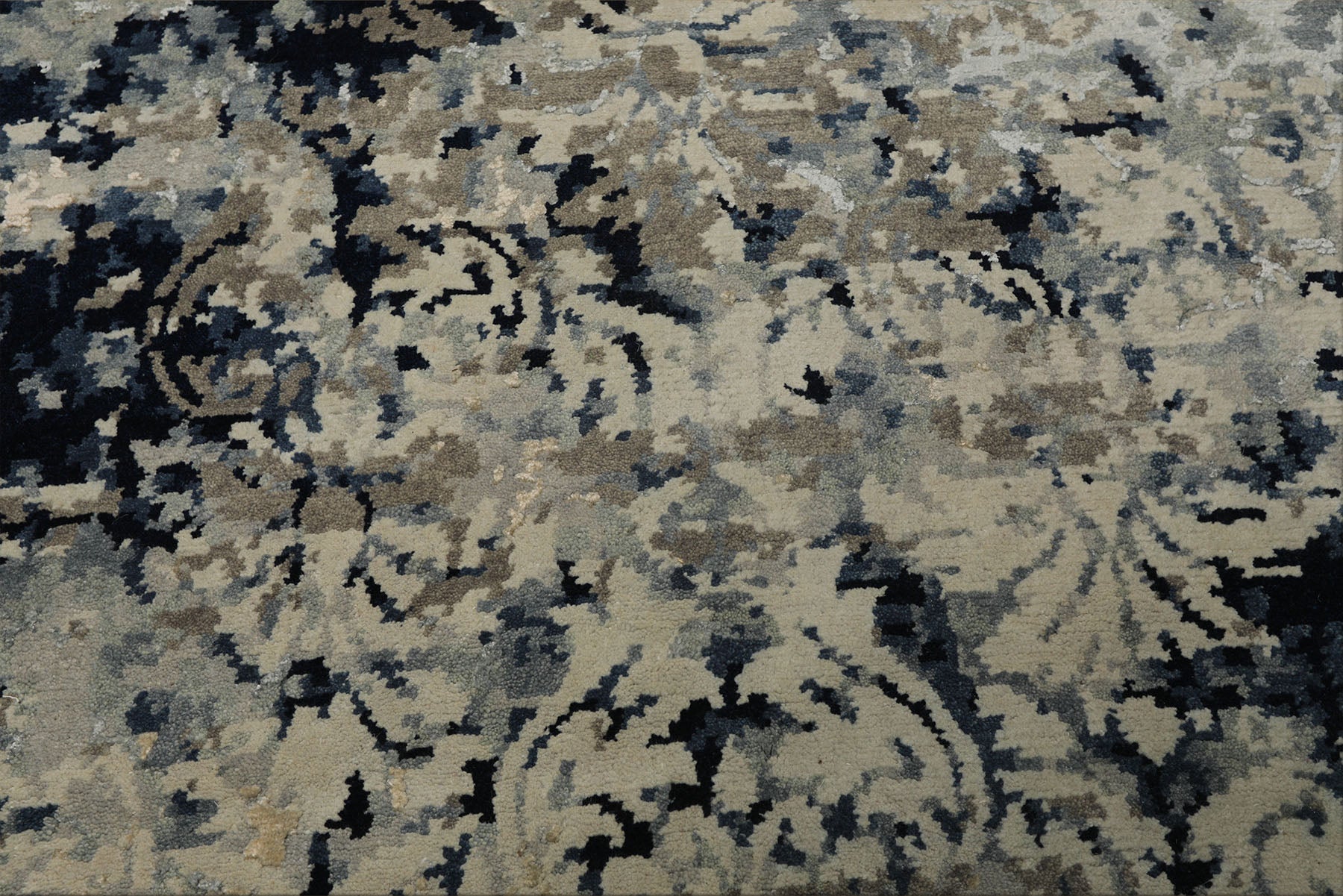 6x9 Gray, Beige, Blue Color Hand Knotted Sherpa Wool & Bamboo Silk Modern Oriental Rug