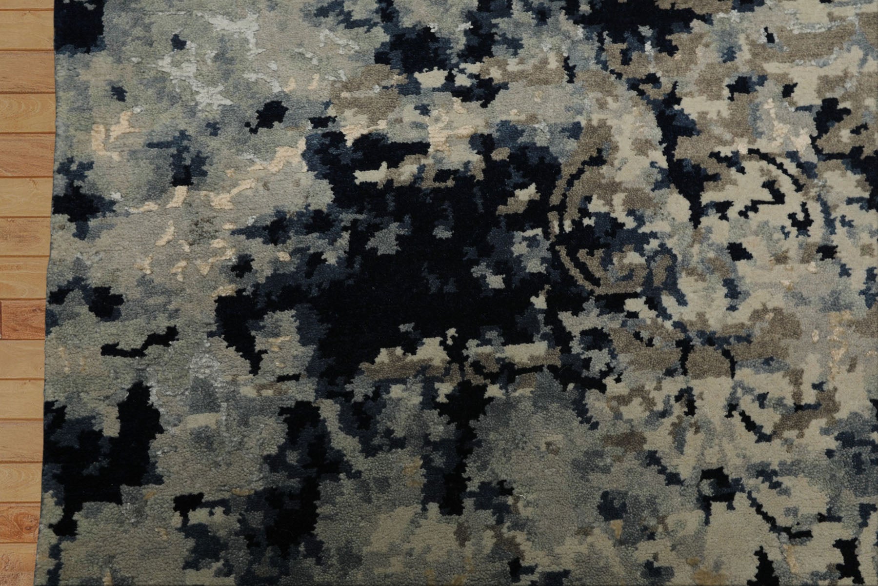 6x9 Gray, Beige, Blue Color Hand Knotted Sherpa Wool & Bamboo Silk Modern Oriental Rug