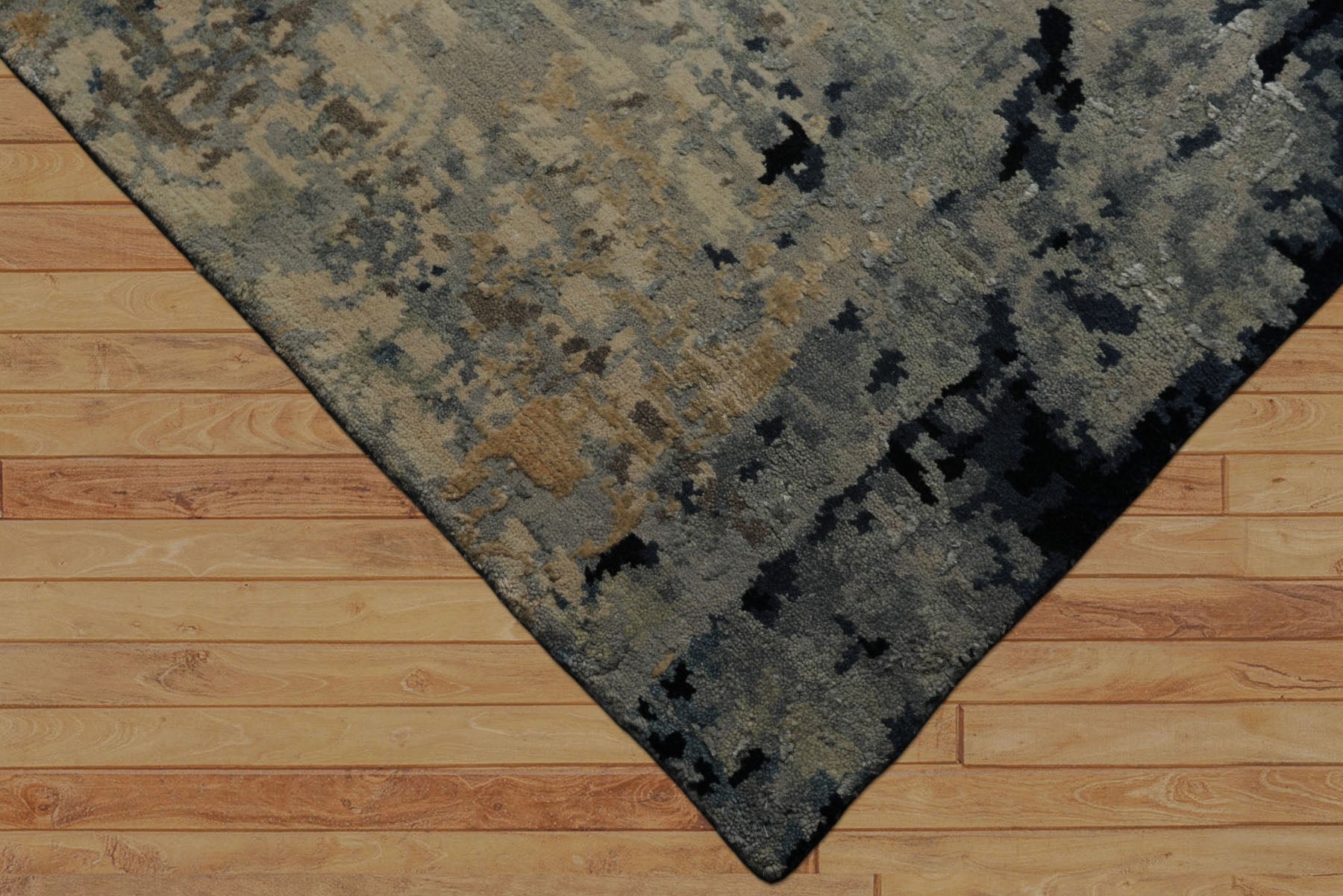 6x9 Gray, Beige, Blue Color Hand Knotted Sherpa Wool & Bamboo Silk Modern Oriental Rug