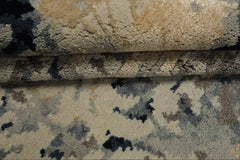 6x9 Gray, Beige, Blue Color Hand Knotted Sherpa Wool & Bamboo Silk Modern Oriental Rug