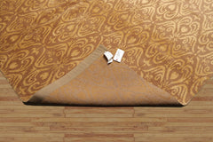 8x10 Tan, Gold, Color Hand Knotted All-Over Wool & Silk Transitional Oriental Rug