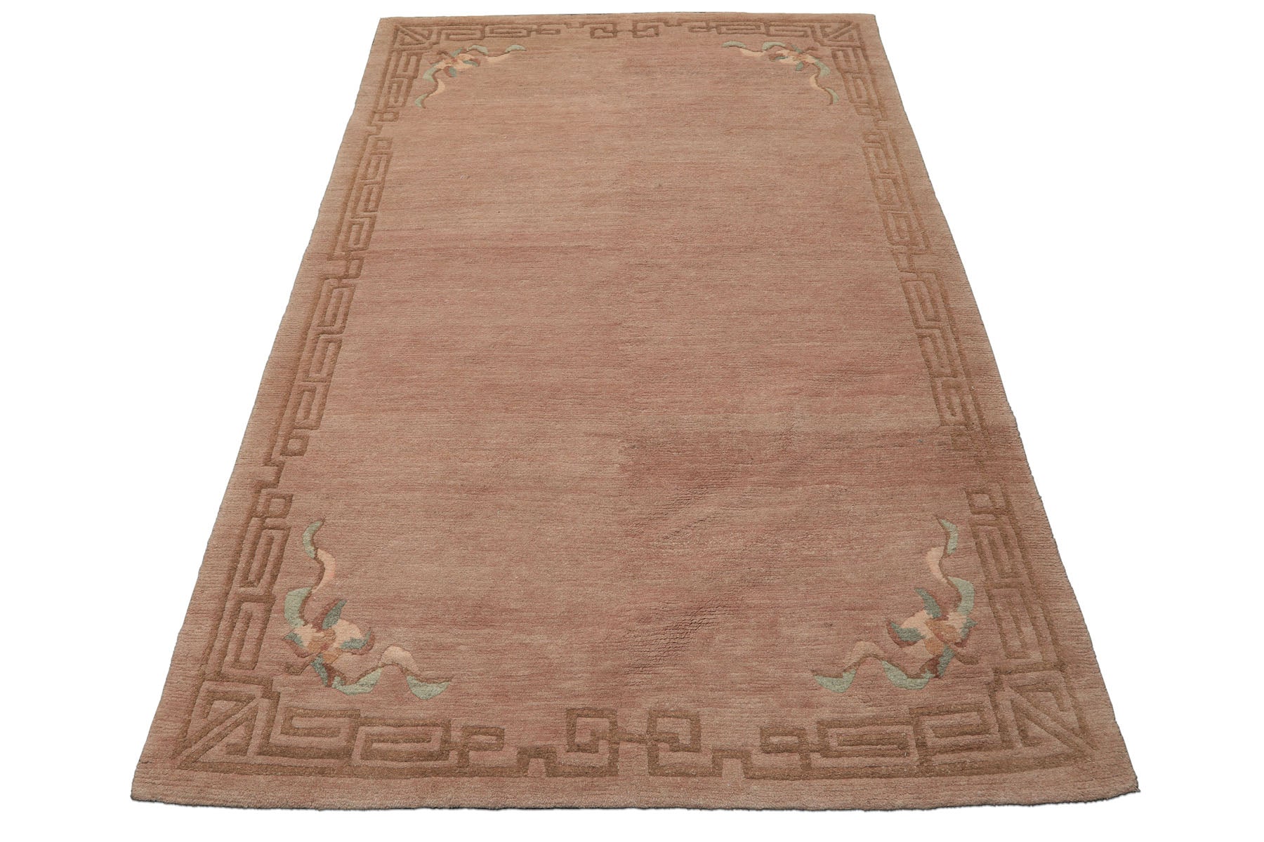 4x6 Taupe, Brown, Mint Color Hand Knotted Tibetan Wool Traditional Oriental Rug