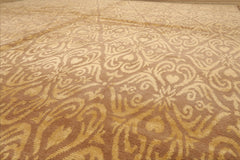 8x10 Tan, Gold, Color Hand Knotted All-Over Wool & Silk Transitional Oriental Rug