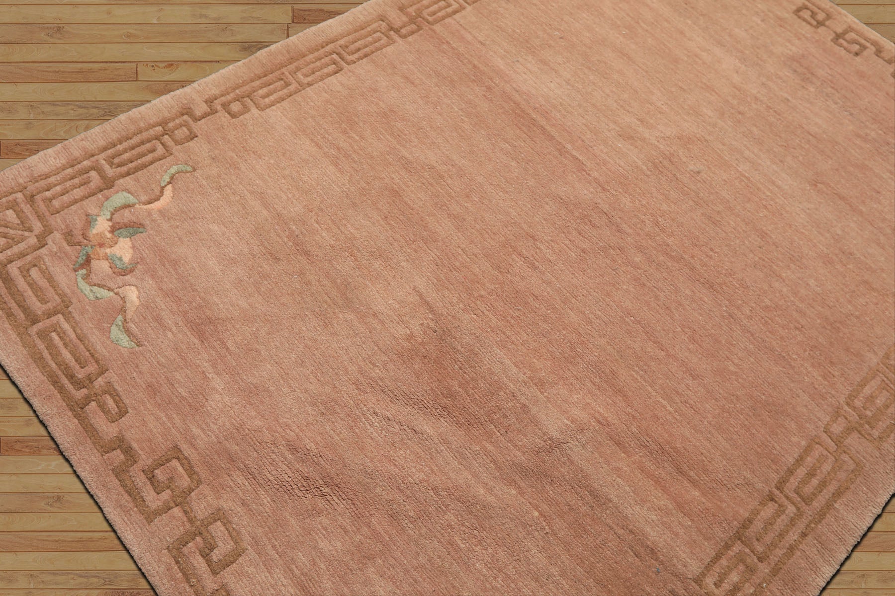 4x6 Taupe, Brown, Mint Color Hand Knotted Tibetan Wool Traditional Oriental Rug