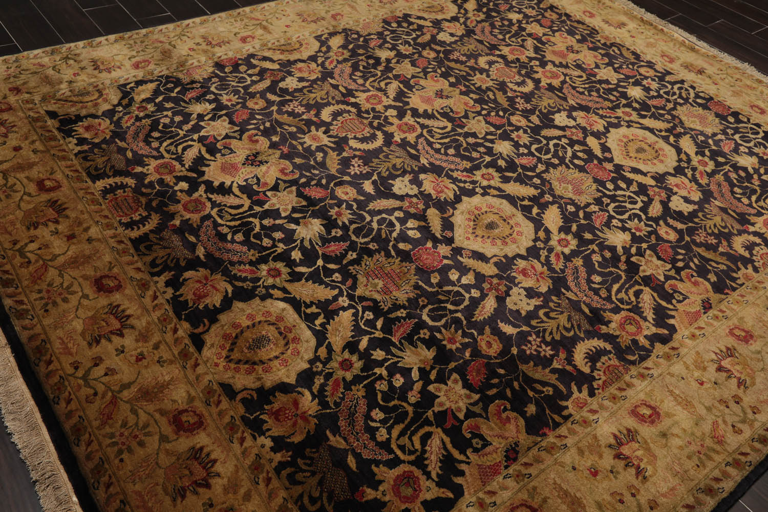 8x10 Charcoal, Olive, Beige Color Hand Knotted All-Over 100% Wool Traditional Oriental Rug