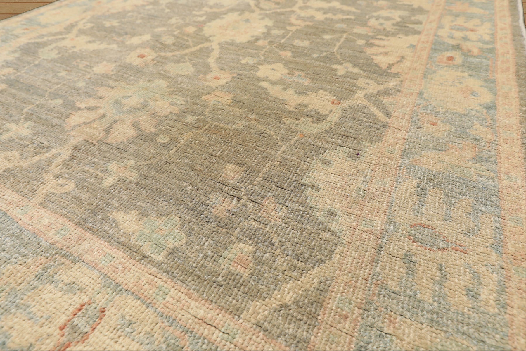 3x5 Gray, Aqua, Moss Color Hand Knotted Peshawar Wool Traditional Oriental Rug