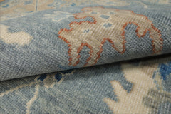 Multi Size Blue Taupe Ivory Color Hand Knotted Oushak Wool Arts & Crafts Oriental Rug