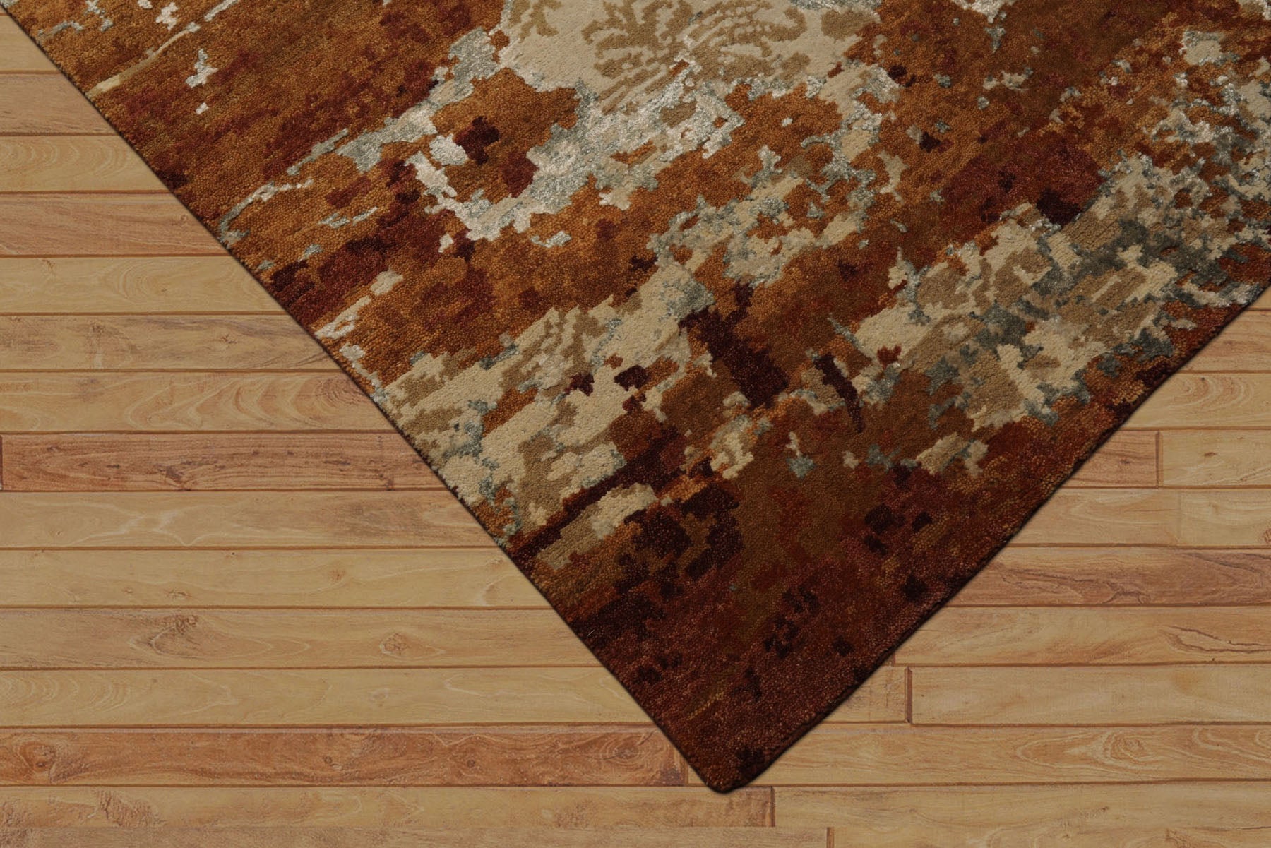 6x9 Brown, Rust, Gray Color Hand Knotted Sherpa Wool & Bamboo Silk Modern Oriental Rug