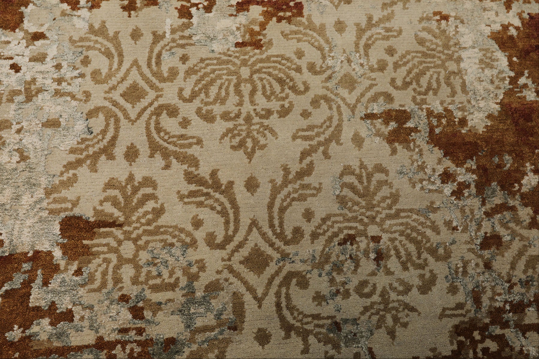 6x9 Brown, Rust, Gray Color Hand Knotted Sherpa Wool & Bamboo Silk Modern Oriental Rug