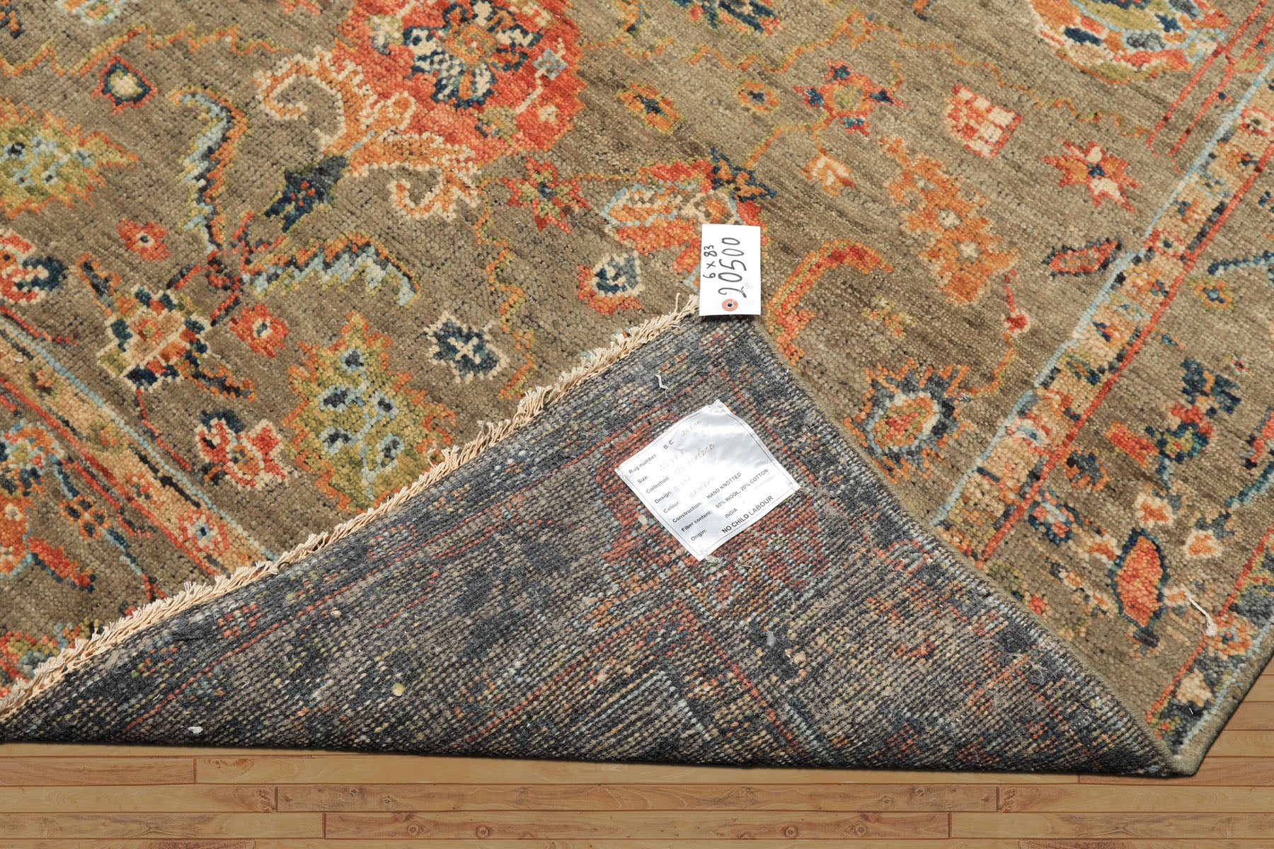 6x8'3 Moss, Burnt Orange, Gold Color Hand Knotted Oushak Wool Arts & Crafts Oriental Rug