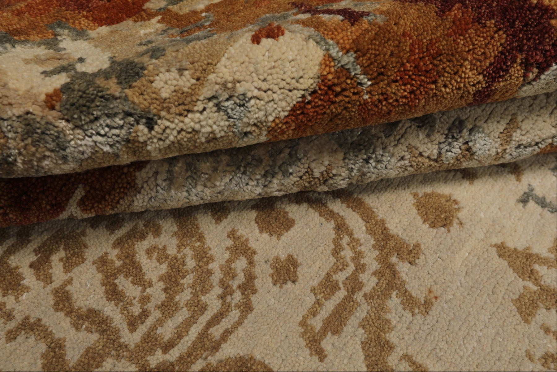 6x9 Brown, Rust, Gray Color Hand Knotted Sherpa Wool & Bamboo Silk Modern Oriental Rug