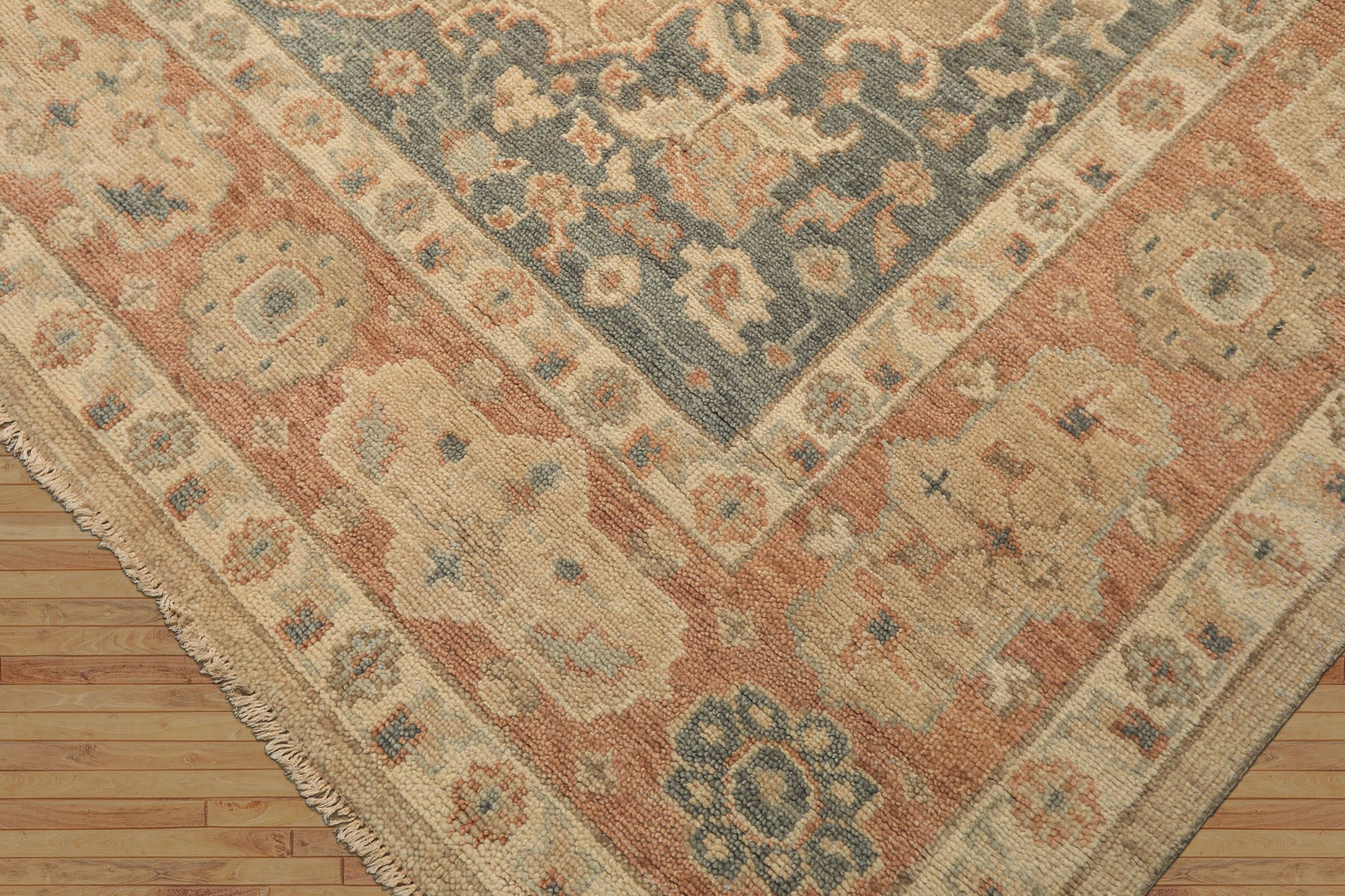 9x12 Beige, Tan, Blush Color Hand Knotted Oushak Wool Arts & Crafts Oriental Rug