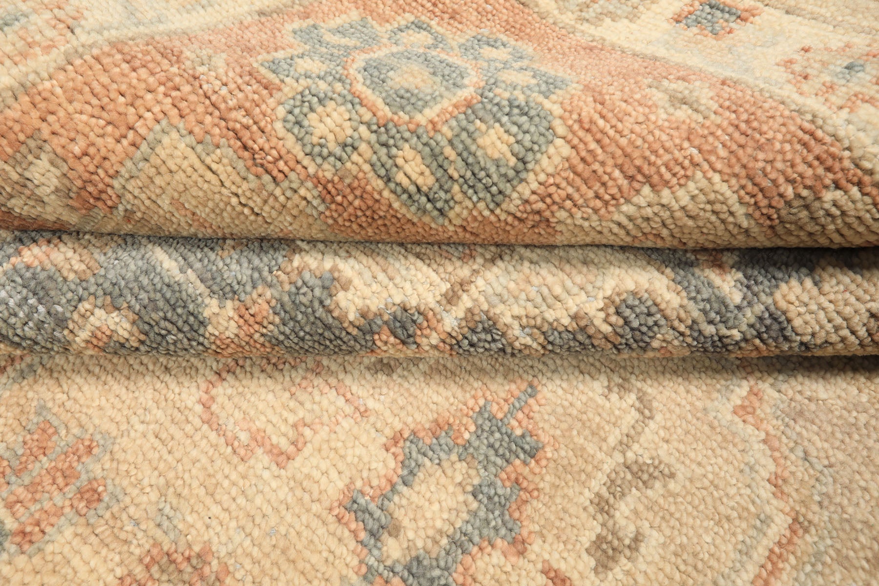 9x12 Beige, Tan, Blush Color Hand Knotted Oushak Wool Arts & Crafts Oriental Rug