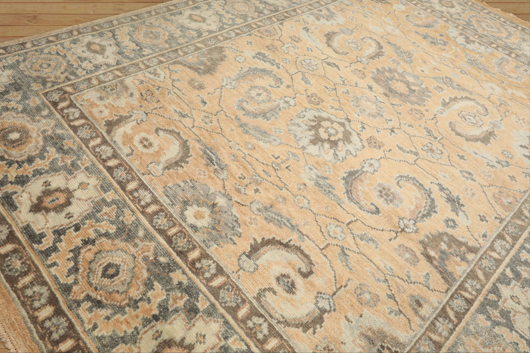 9x12 Mocha, Slate, Brown Color Hand Knotted Oushak Wool Arts & Crafts Oriental Rug