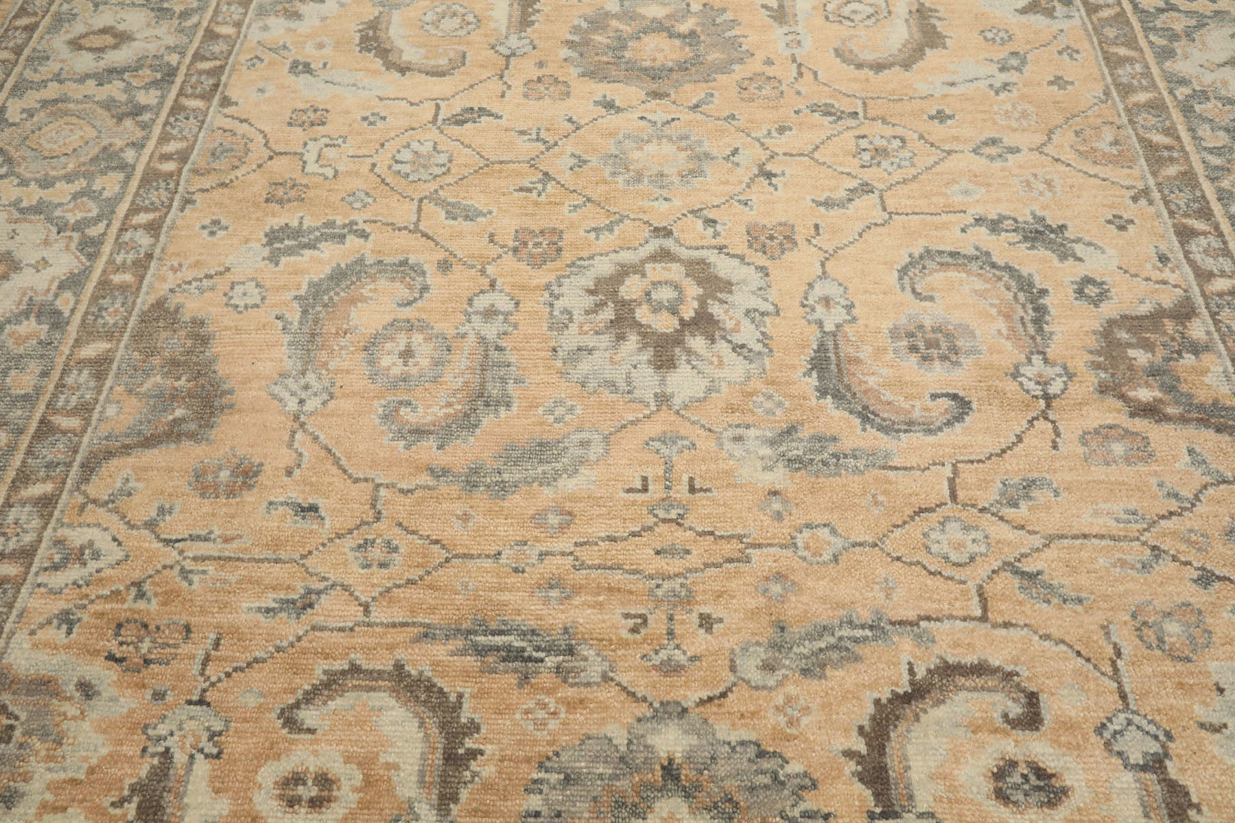 9x12 Mocha, Slate, Brown Color Hand Knotted Oushak Wool Arts & Crafts Oriental Rug