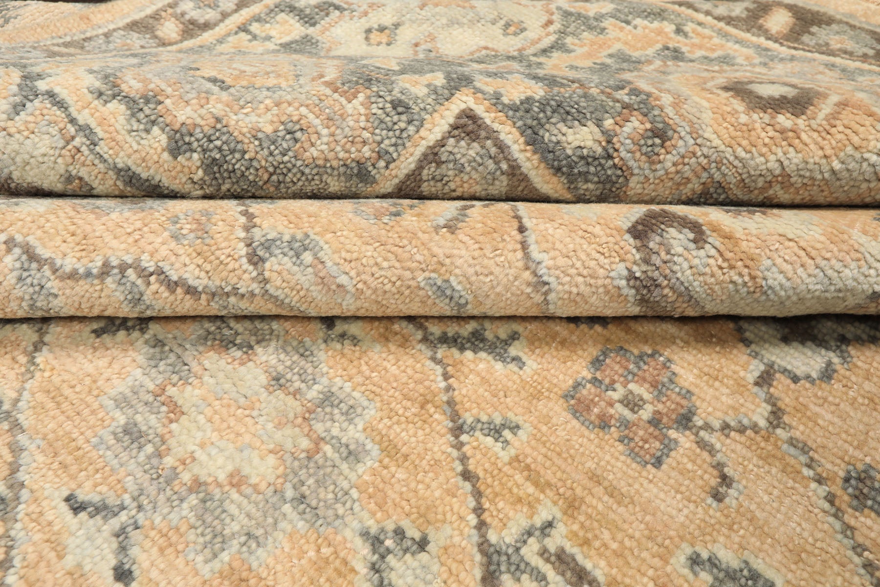 9x12 Mocha, Slate, Brown Color Hand Knotted Oushak Wool Arts & Crafts Oriental Rug