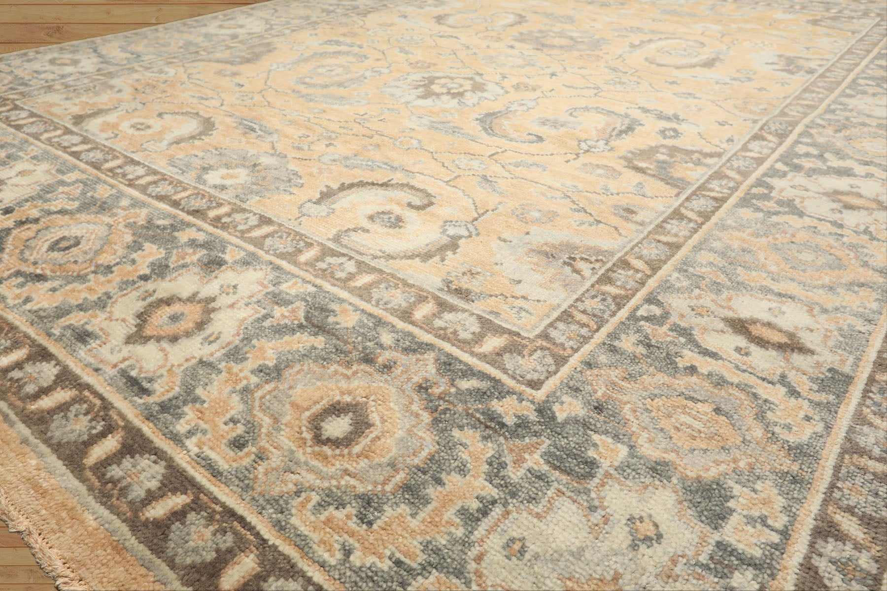 9x12 Mocha, Slate, Brown Color Hand Knotted Oushak Wool Arts & Crafts Oriental Rug