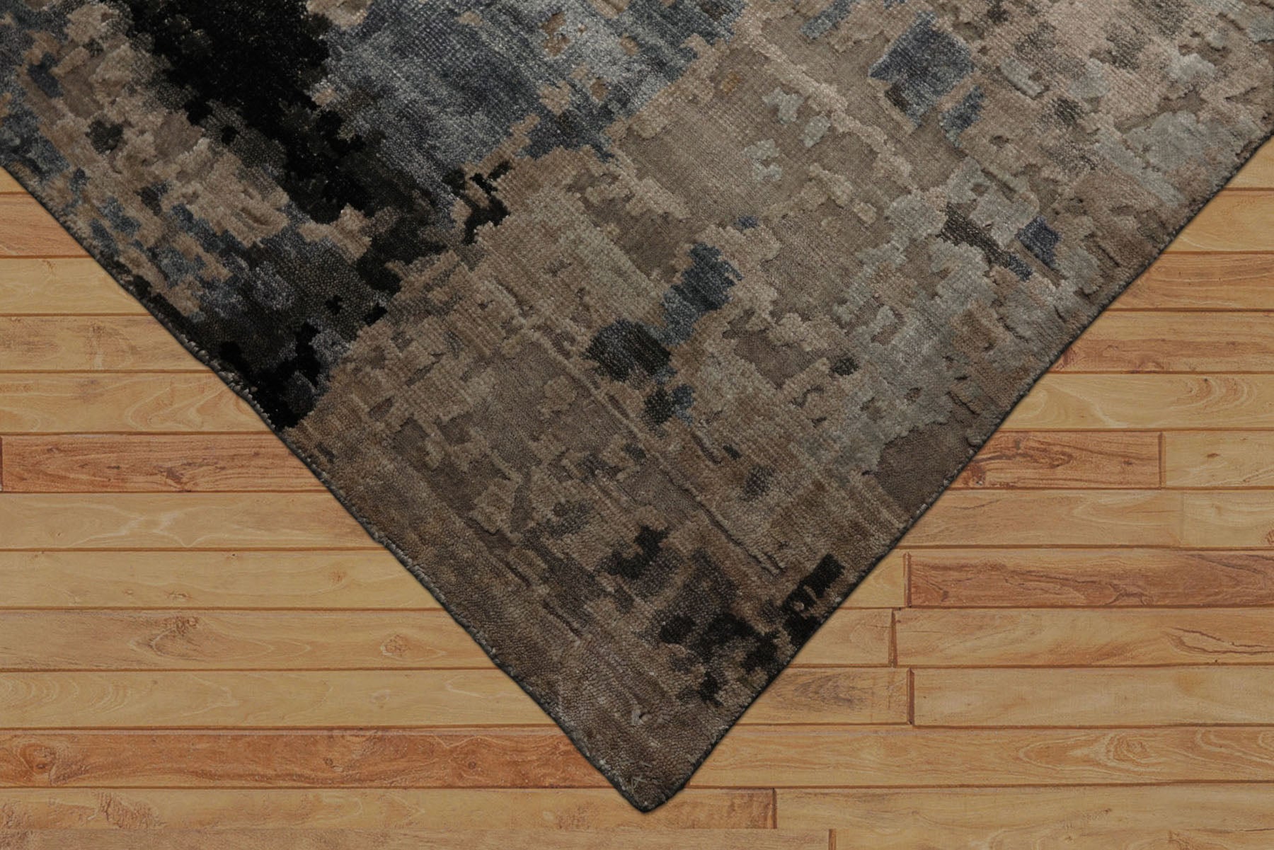 6x9 Beige, Taupe, Blue Color Hand Knotted Sherpa Bamboo Silk Modern Oriental Rug