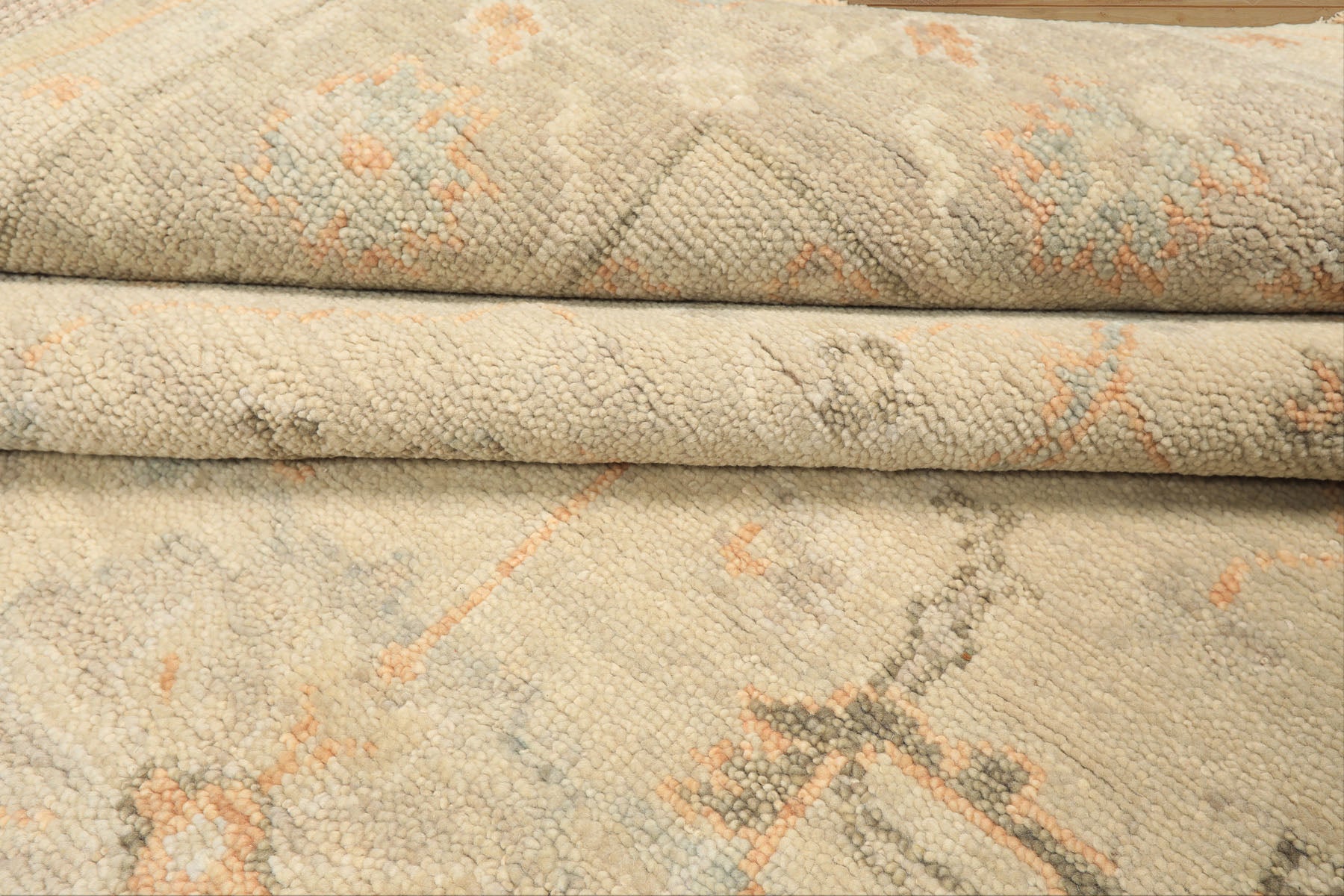 8'6x11'6 Faded Mint, Beige, Peach Color Hand Knotted Oushak Wool Arts & Crafts Oriental Rug