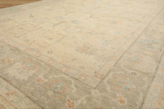 8'6x11'6 Faded Mint, Beige, Peach Color Hand Knotted Oushak Wool Arts & Crafts Oriental Rug