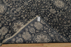 6x9 Navy, Gray, Aqua Color Hand Knotted Agra Wool Transitional Oriental Rug