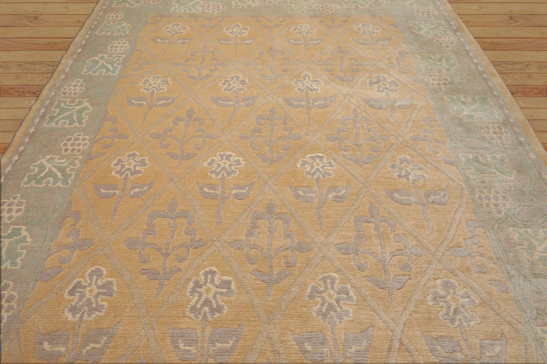 8x10 Tan, Gray, Ivory Color Hand Knotted Tibetan Wool Arts & Crafts Oriental Rug