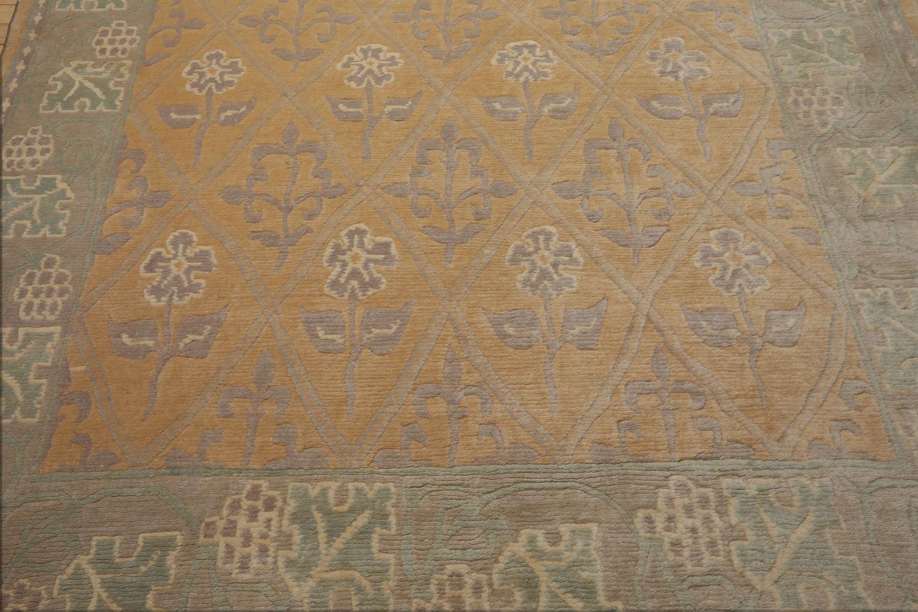 8x10 Tan, Gray, Ivory Color Hand Knotted Tibetan Wool Arts & Crafts Oriental Rug