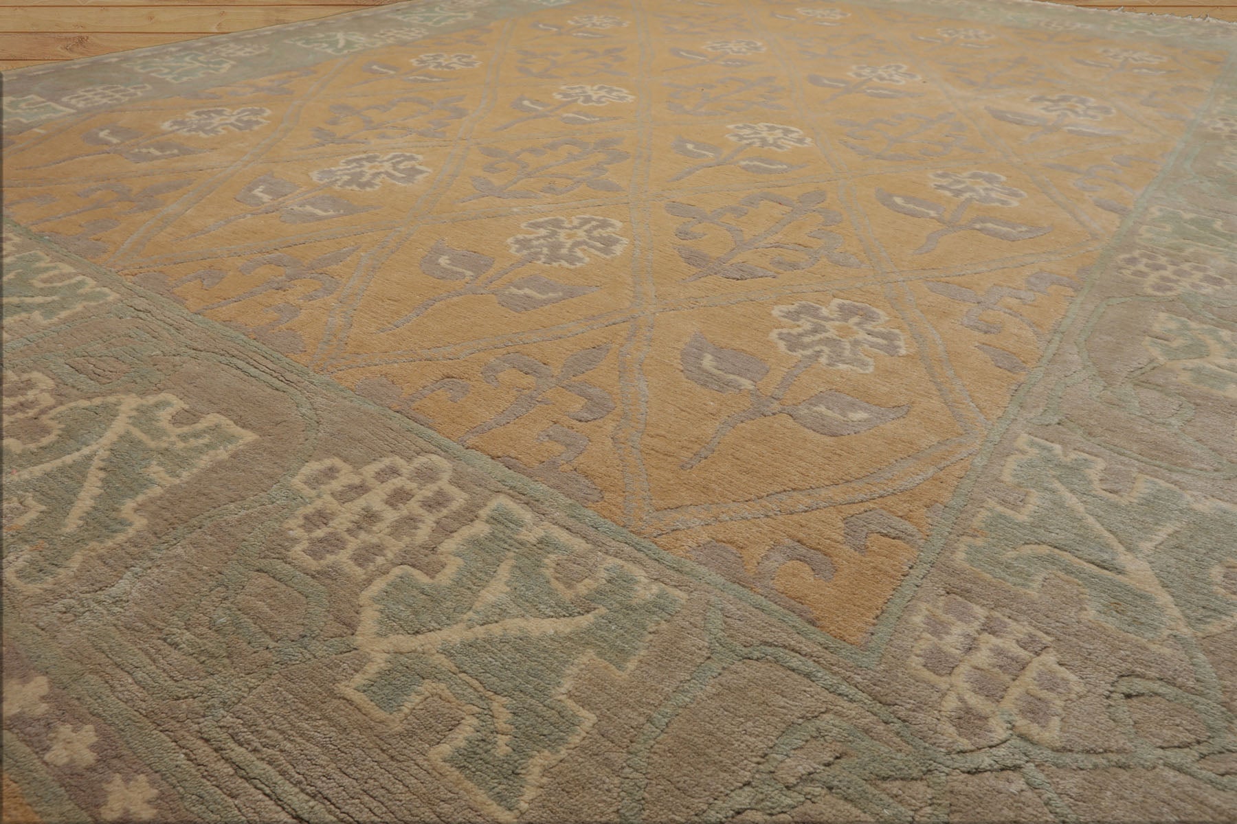 8x10 Tan, Gray, Ivory Color Hand Knotted Tibetan Wool Arts & Crafts Oriental Rug