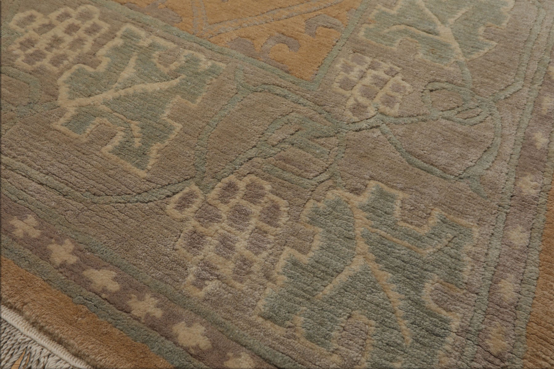 8x10 Tan, Gray, Ivory Color Hand Knotted Tibetan Wool Arts & Crafts Oriental Rug