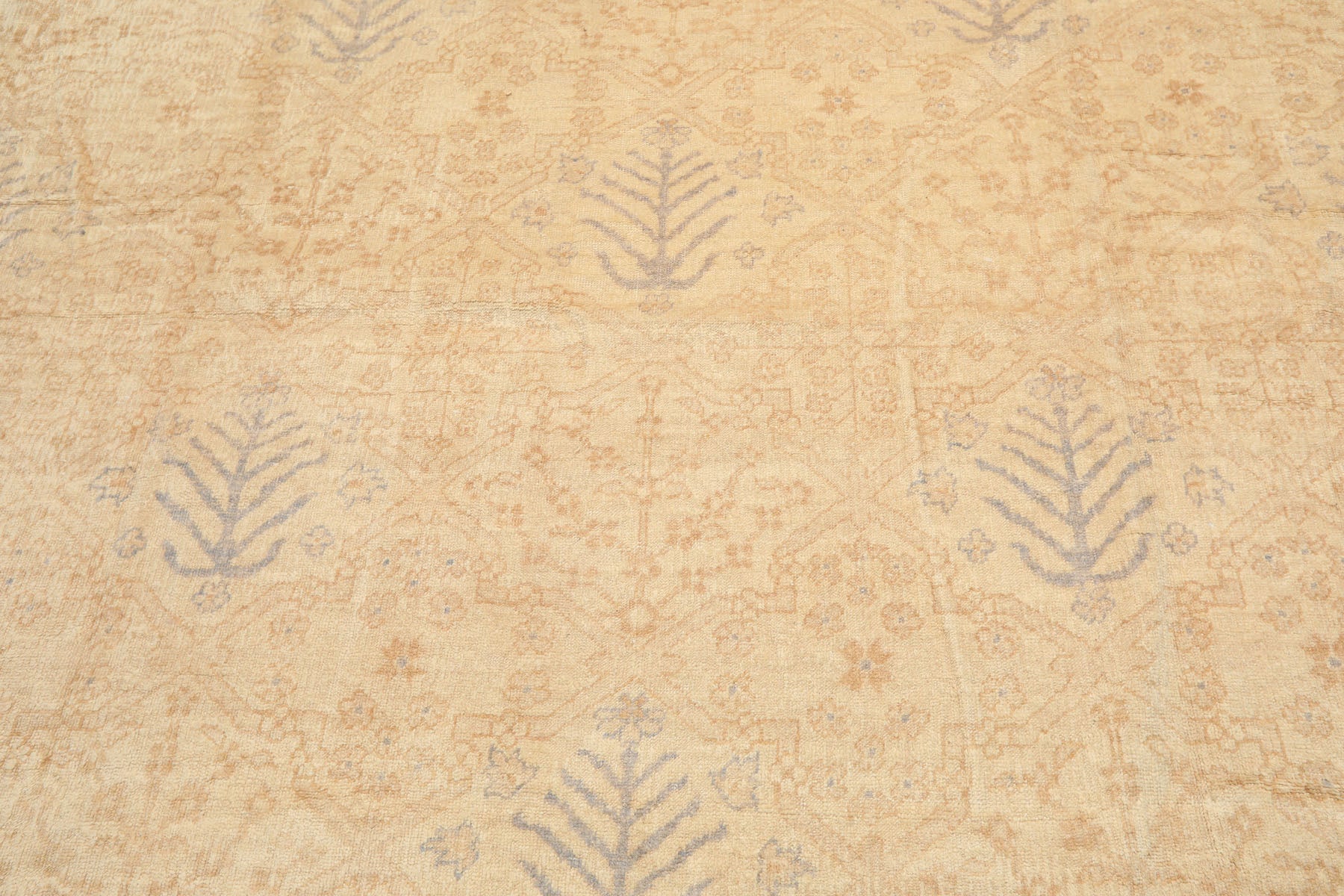 12x15 Beige, Tan, Slate Color Hand Knotted Oushak Wool Transitional Oriental Rug