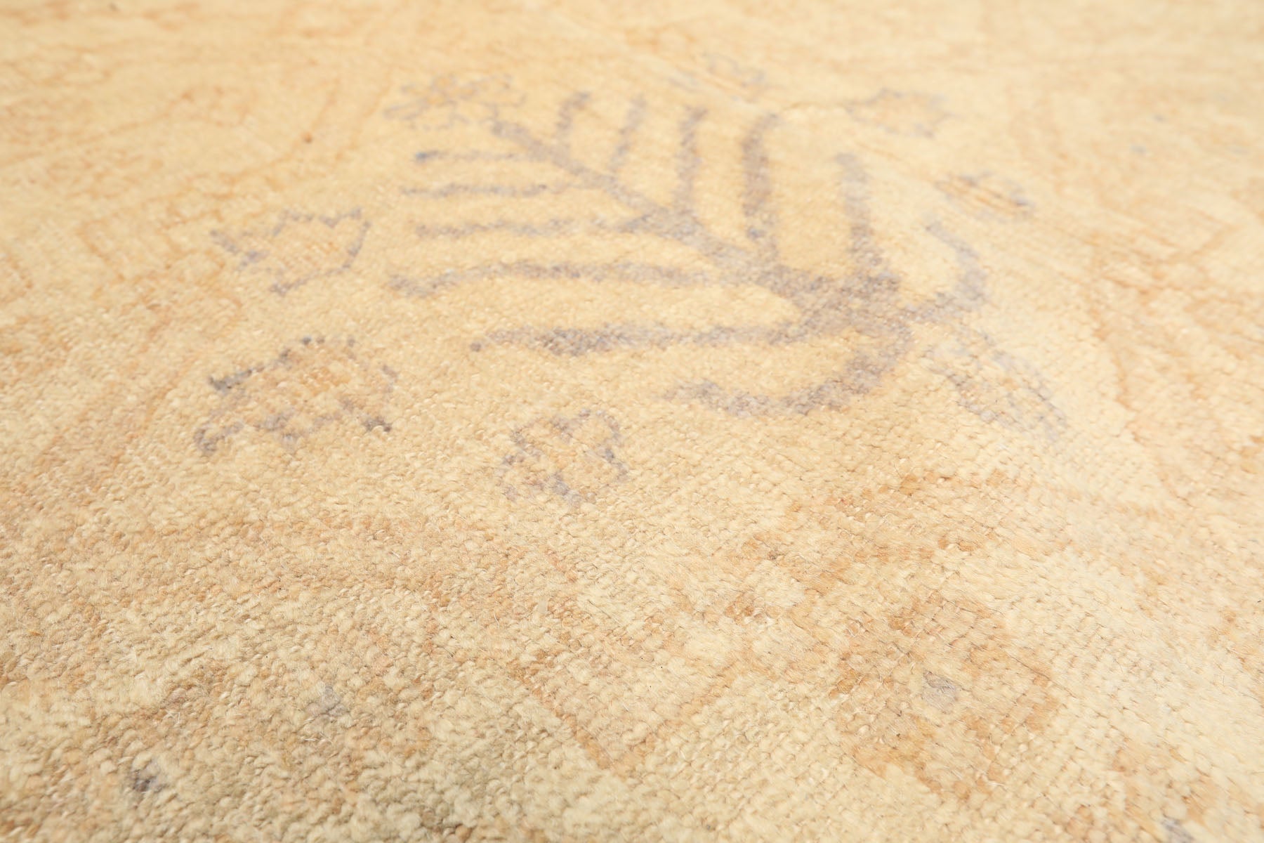 12x15 Beige, Tan, Slate Color Hand Knotted Oushak Wool Transitional Oriental Rug