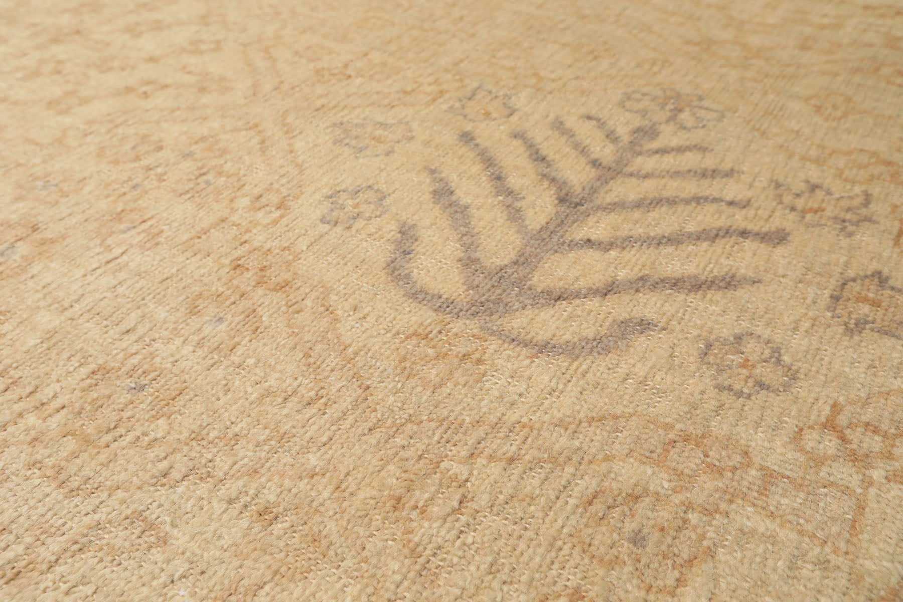 12x15 Beige, Tan, Slate Color Hand Knotted Oushak Wool Transitional Oriental Rug