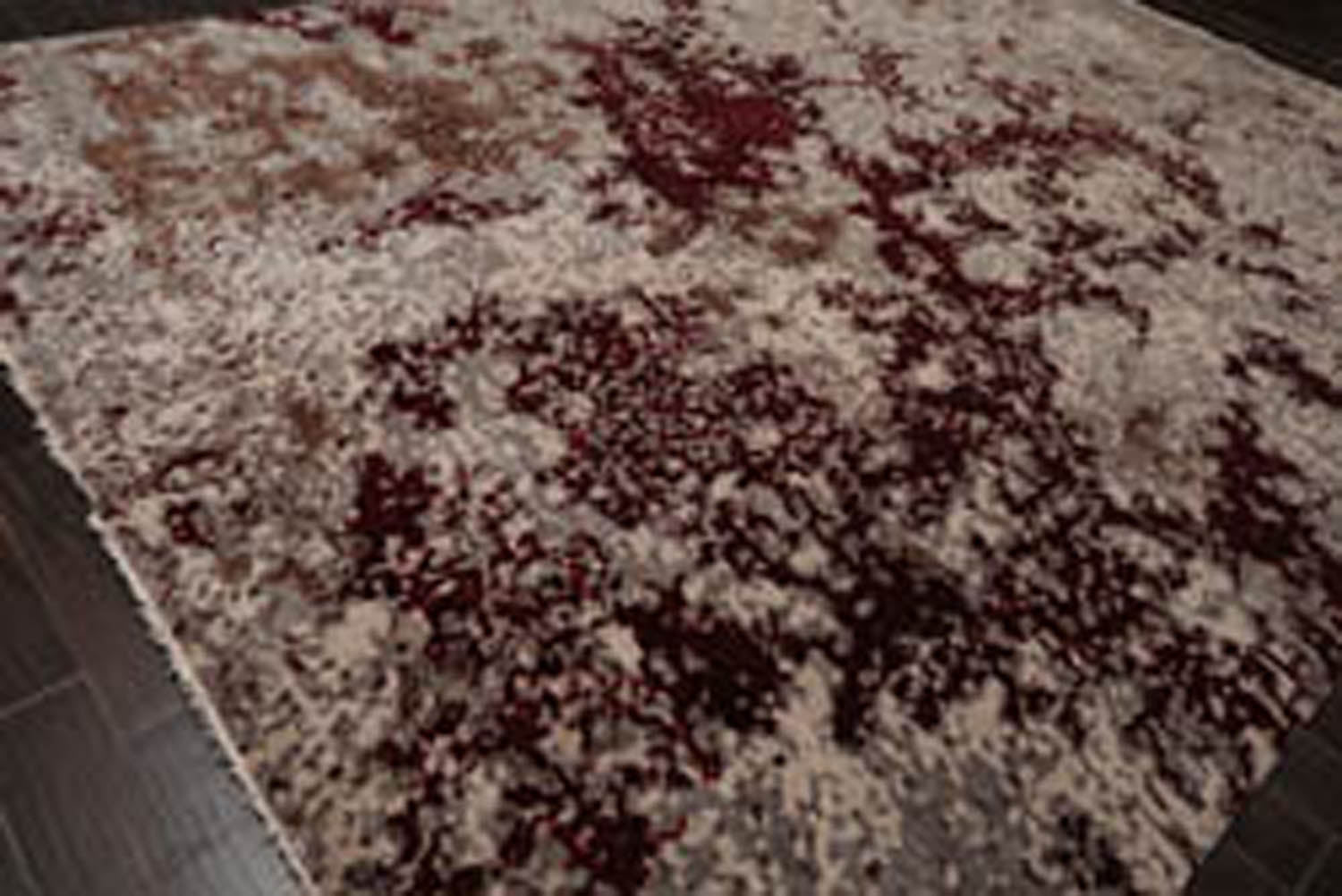 10x14 Brown, Beige, Wine Color Hand Knotted All-Over 100% Wool Modern Oriental Rug