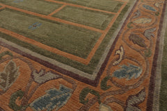 8x11 Mint, Peach, Aubergine Color Hand Knotted Tibetan Wool Arts & Crafts Oriental Rug