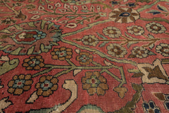 Oversize Antique Rose, Navy, Brown Color Hand Knotted Sarouk Wool Traditional Oriental Rug