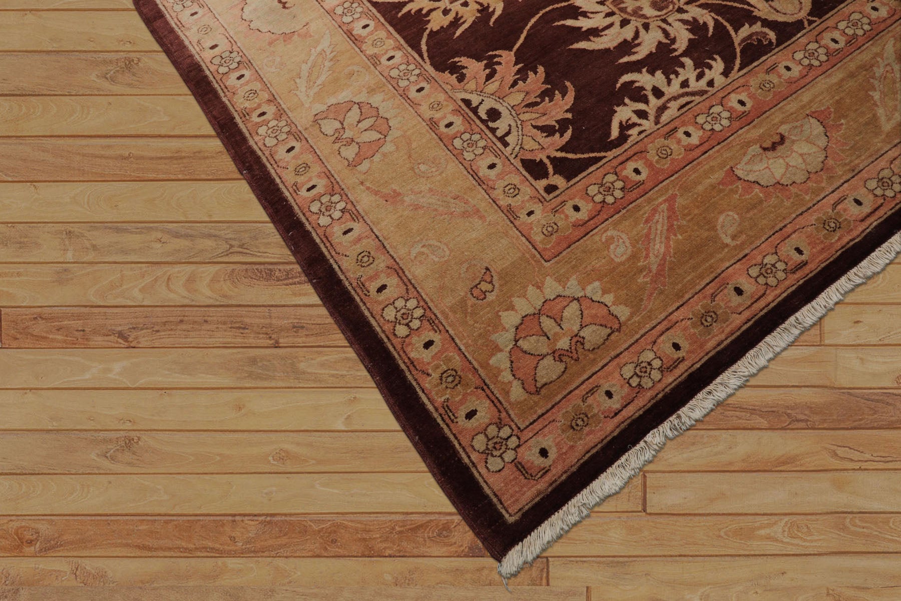 8x10 Maroon, Blush, Peach Color Hand Knotted Agra Wool Traditional Oriental Rug